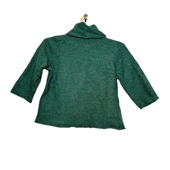 100% Merino Wool Turtleneck Cardigan Sweater Size 3X Green Cropped Runs Small - Picture 4 of 6